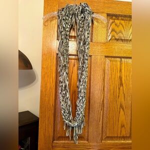 chic Neutral Multitone Knit Infinity Scarf - Gray, Cream, Brown